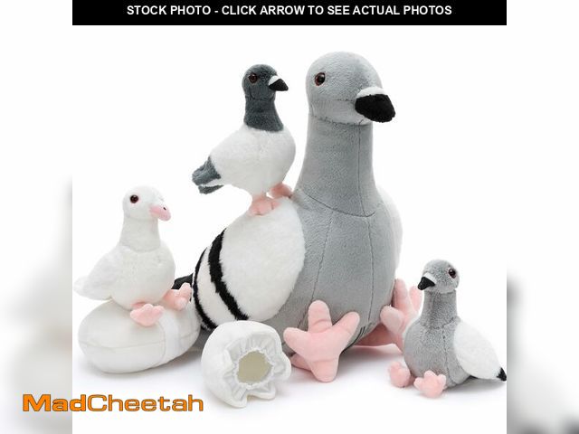 Lot 74-14214224 - Tezituor 6-Piece Pigeon Stuffed Animal Set,Realistic Pigeon Plush Toy with 3 Baby Birds and Eggs,Sof...