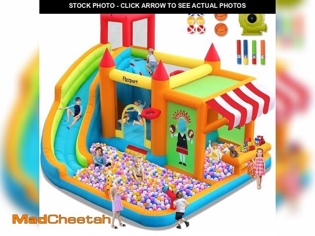 Lot 74-12569392 - FBSPORT Inflatable Bounce House Water Slide, Bounce House for Kids with Toy Market Stand Splash Pool...