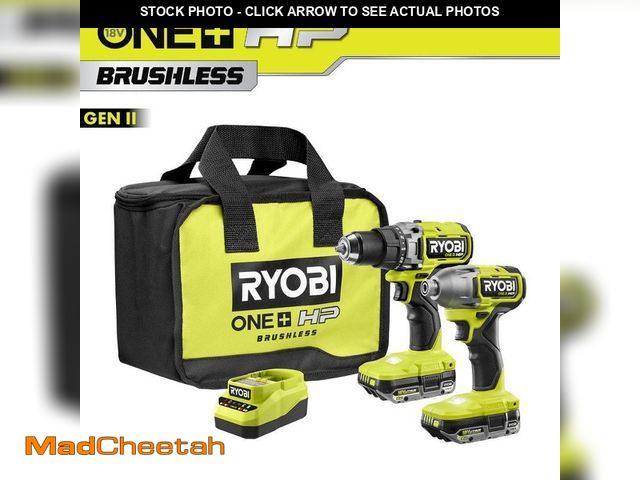 Lot 74-14597959 - RYOBI ONE+ HP 18V Brushless Cordless 2-Tool Combo Kit with (2) 2.0 Ah Batteries, Charger, and Bag PB...