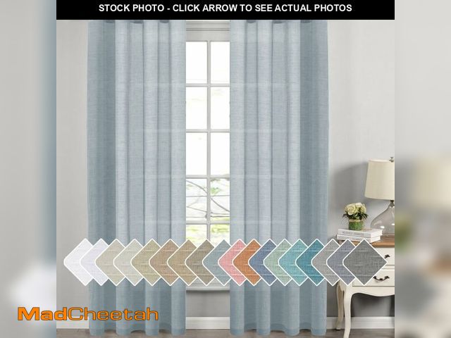 Lot 74-13543672 - H.VERSAILTEX Linen Curtains Flax Linen Blended Curtain Panels for Living Room/Bedroom Semi Sheer Pri...