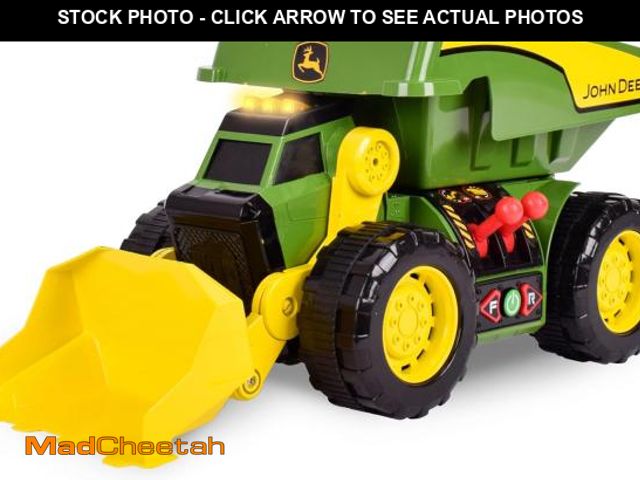 Lot 74-12399868 - John Deere 18" Motorized Dig Rig: 2-in-1 Toy Dump Truck &amp; Front Loader with Realistic Lights &am...