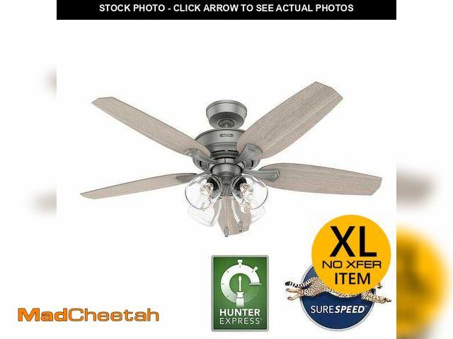 Lot 74-14393754 - (PALLET OF 10 BOXES) Channing 52 in. Hunter Express Indoor Matte Silver Ceiling Fan with Light Kit I...