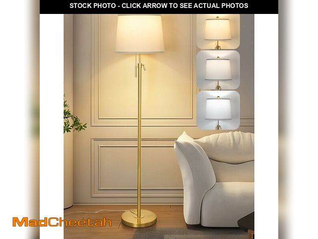 Lot 74-12327965 - JUNNAI Gold Floor Lamp for Living Room, Tall Standing Lamp 55-65" Adjustable Modern Brass Floor Lamp...