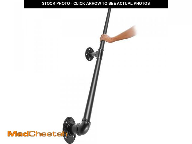 Lot 74-12530131 - VEVOR 6 ft. Pipe Stair Handrail 440 lbs. Load Capacity Wall Mounted Handrail Round Corner Handrails ...