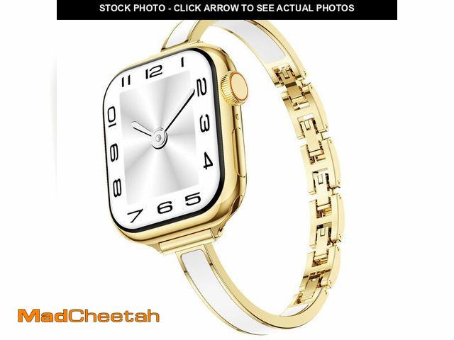 Lot 74-14211525 - Mosonio Slim Bracelet Bands for Apple Watch Women, Elegant Thin Metal Band with Embedded Silicone Ac...