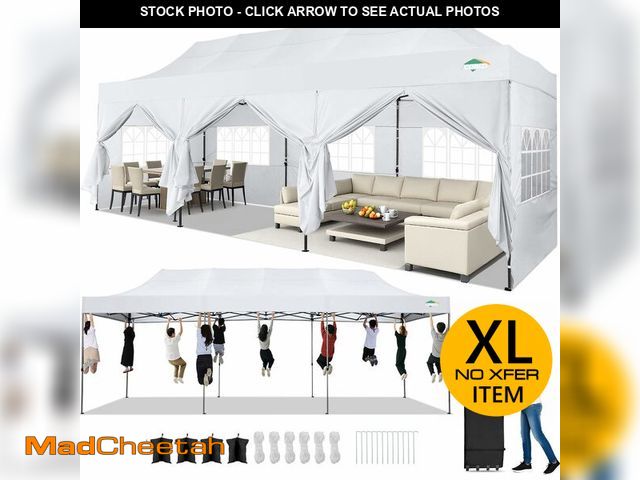 Lot 74-12823492 - COBIZI Pop up Canopy Tent 10x30 Heavy Duty Gazebo with 8 Sidewalls, UPF 50+ All Weather Waterproof C...