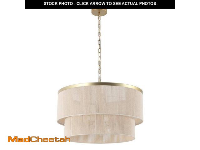 Lot 74-13821052 - MLiAN 23.8 in. 6-Light Beige Hand Woven Drum Chandelier - UNUSED