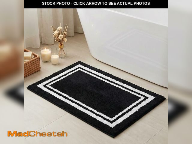 Lot 74-14273193 - Tititex Luxury Black White Frame Line Bathroom Rug, 24x36 inch Extra Soft and Absorbent Microfiber B...