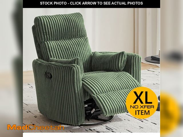 Lot 74-12629482 - LINSY 360 Swivel Recliner Chair - Corduroy Nursery Glider Rocking Chair with 2 Pillows, Comfy High B...