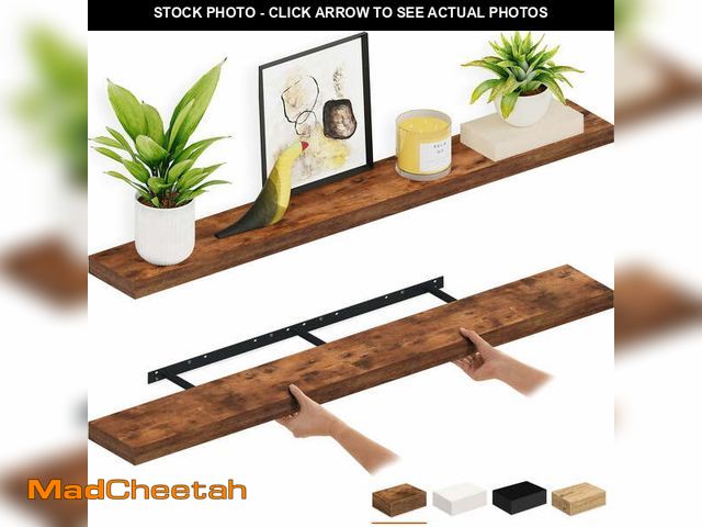 Lot 74-14087725 - Ballucci 55" Floating Shelves for Wall, 2-Pack with Invisible Brackets, 6" Deep, Rustic Brown - UNUS...