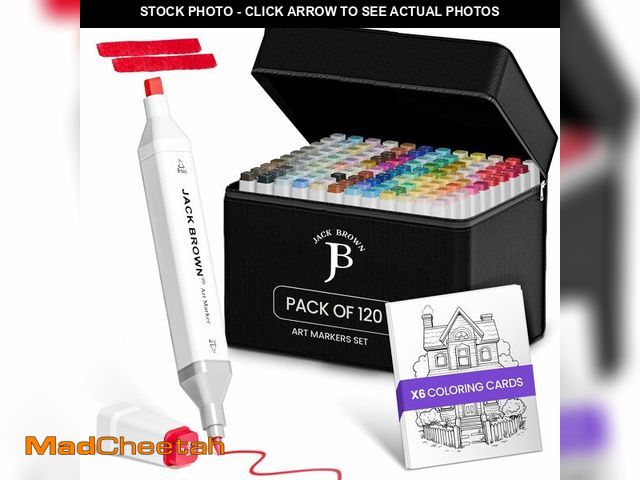 Lot 74-14209972 - JACK BROWN 120 Colors Alcohol Markers Set with Fine &amp; Chisel Dual Tip - Professional Art Markers...