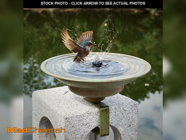 Lot 74-14213659 - Solar Bird Bath,Deck Bird Bath with Solar Fountain,Metal Bird Bath Bubbler,Deck Mounted Bird Bath,Ba...