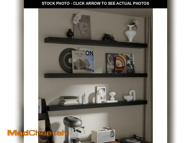 Lot 74-12341879 - *SEE DETAILS* TEDIDUWA Floating Shelves for Wall, 60 Inch Extra Long Black Wall Shelves, Set of 3, H...