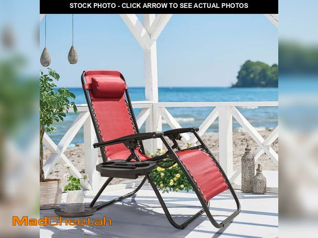 Lot 74-12781652 - Lacoo Zero Gravity Chair Patio Outdoor Foldable Lawn Lounge Chair Reclining Chair with Adjustable Pi...