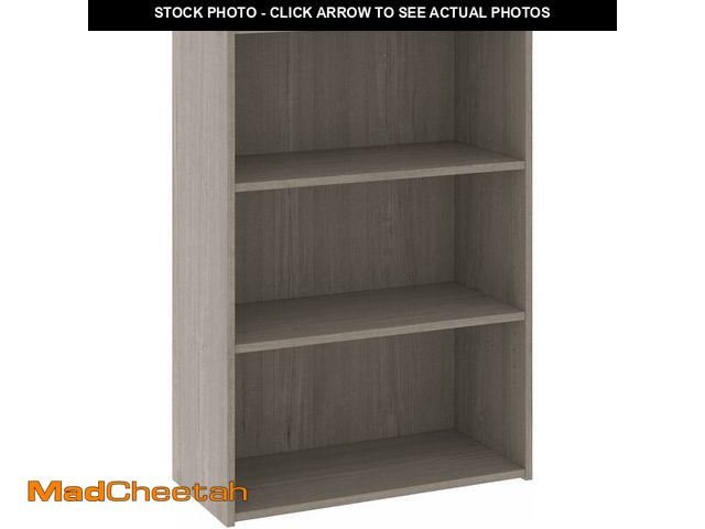 Lot 74-12760457 - Sauder Beginnings 3-Shelf Bookcase, Bookshelf with Adjustable Storage Shelves, in Silver Sycamore - ...