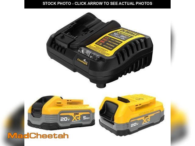 Lot 74-12789942 - (MISSING 1 BATTERY) DEWALT 20V MAX XR POWERSTACK Lithium-Ion Battery Starter Kit with 5.0Ah and 1.7A...