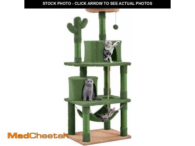 Lot 74-12696023 - Yaheetech Cactus Cat Tree for Indoor Cats, 62in Cat Tower with Scratching Posts, Hammock &amp; Dangl...