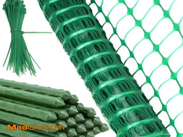 Lot 74-12508729 - Plastic Fencing Temporary Fenc with Posts, Snow Fence 40In x 100 Ft with Stakes, Reusable Safety Fen...
