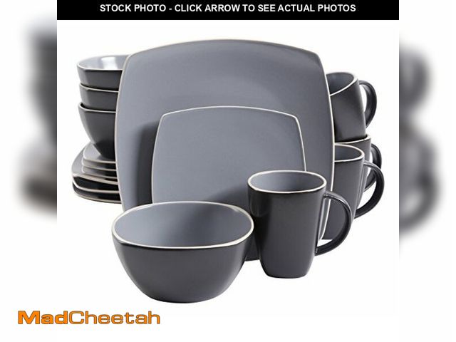 Lot 74-12695606 - Gibson Elite Soho Lounge Dinnerware Set, Service for 4 (16pcs), Matte Gray - UNUSED
