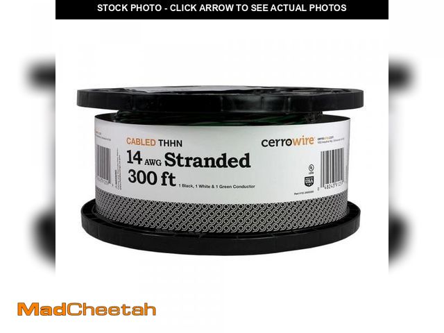 Lot 74-12361885 - Cerrowire 300 ft. 14/3 Black /White /Green Stranded Copper THHN Wire - UNUSED