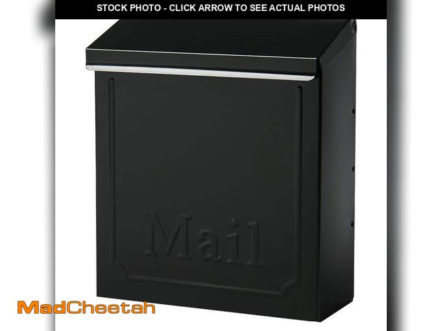 Lot 74-14361425 - Architectural Mailboxes Townhouse Black, Medium, Galvanized Steel, Locking, Vertical, Wall Mount Mai...