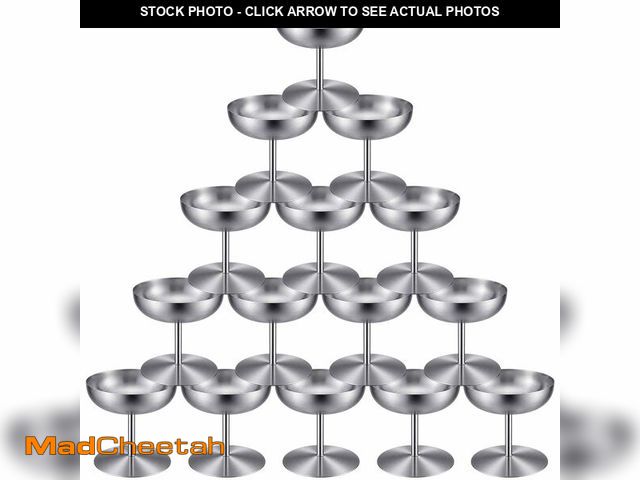 Lot 74-14379778 - Domensi 12 Pcs Stainless Steel Ice Cream Cups 6.8 oz Small Footed Bowls Brushed Stainless Steel Serv...
