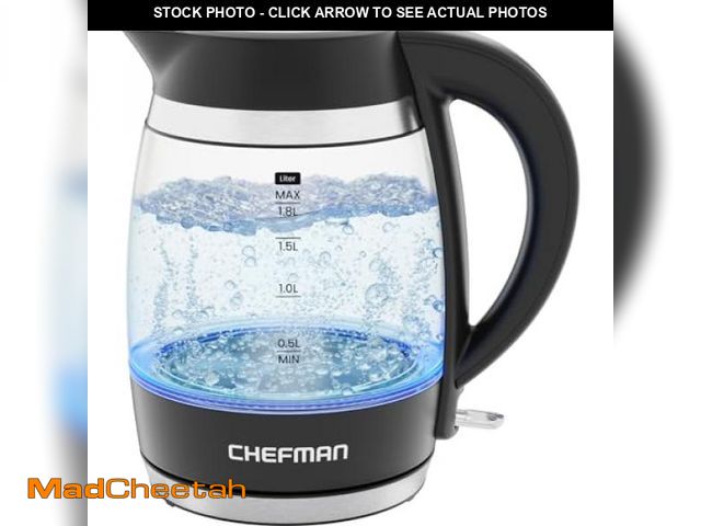 Lot 74-12324815 - Chefman Electric Kettle, 1.8L 1500W, Hot Water Boiler, Removable Lid for Easy Cleaning, Auto Shut Of...