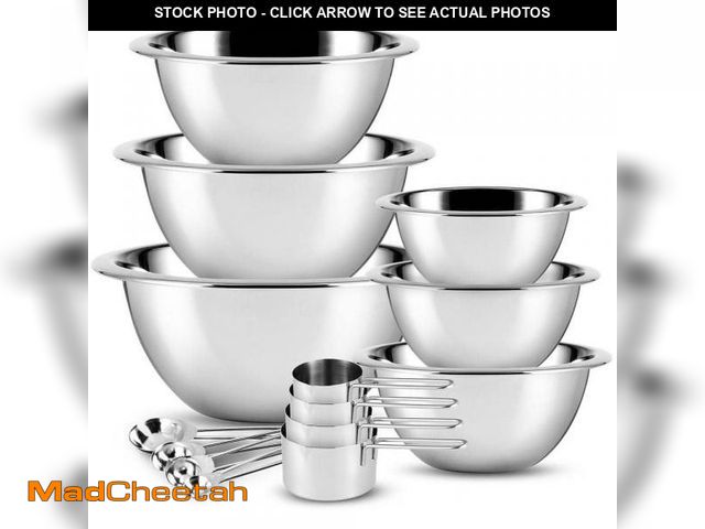 Lot 74-12187203 - EATEX Nest Plus 14-Piece Stainless Steel Kitchen Baking Mixing Bowl Set W/Measuring Cups - UNUSED