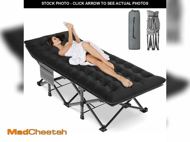 Lot 74-12665440 - ZENPETIO Oversized XXL Folding Camping Cot, Heavy Duty Sleeping Cot for Adults with Mattress and Pil...