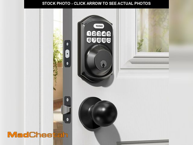 Lot 74-12717725 - TEEHO TE001K Keyless Entry Door Lock with Handle, Electronic Keypad Deadbolt with 2 Knobs, High-Secu...