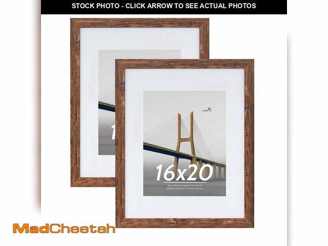 Lot 74-12766655 - Scholartree 2 PACK 16x20 Wood Gallery Poster Frame, 16x20 Matted to 11x14 Wall Frames, Brown - UNUSE...