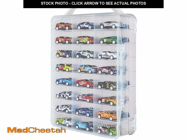 Lot 74-14483290 - ZZFENGKR Portable Transparent Double Sided Storage Case - 48 Compartments for Toy Cars, Matchbox Car...