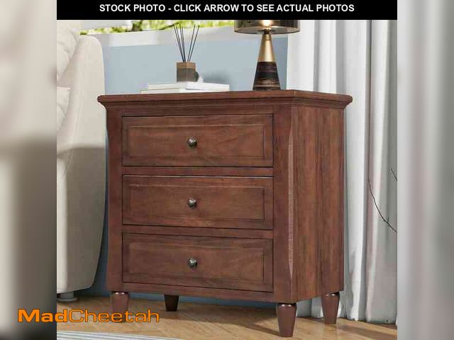 Lot 74-12681021 - Harper &amp; Bright Designs Brown Modern 3-Drawer 28 in. W Nightstand - UNUSED