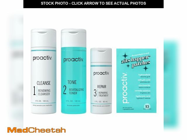 Lot 74-13718858 - Proactiv 3 Step Acne Treatment System, 60 Day Complete Skincare Kit with Benzoyl Peroxide Cleanser, ...