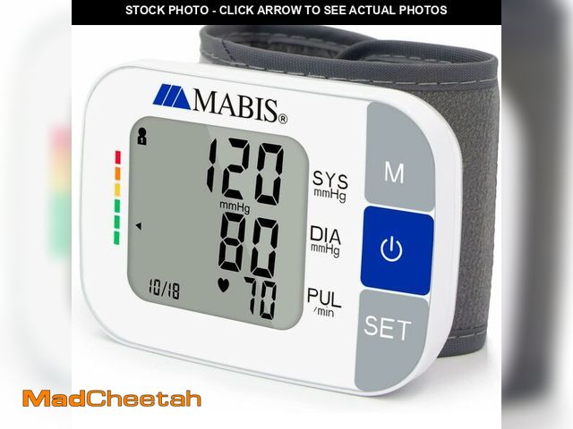 Lot 74-12827145 - MABIS Universal Wrist Talking Blood Pressure Monitor, Visual BP Guide, 396 Reading Memory Storage fo...