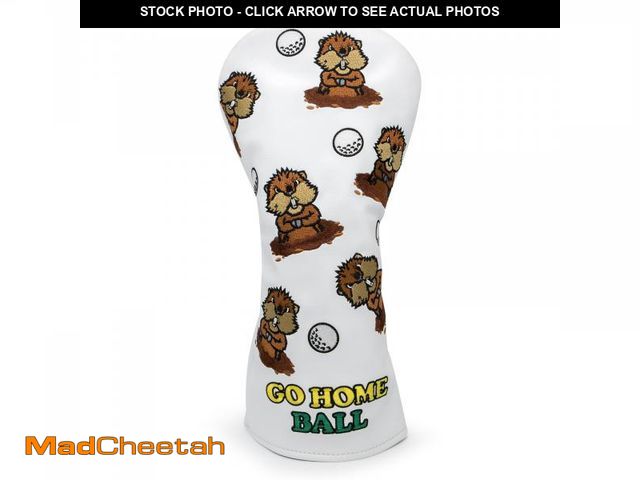 Lot 74-12436594 - Golf Driver Headcover Gopher Groundhog Golf Driver Head Cover- White (PU) Leather Golf Club Headcove...