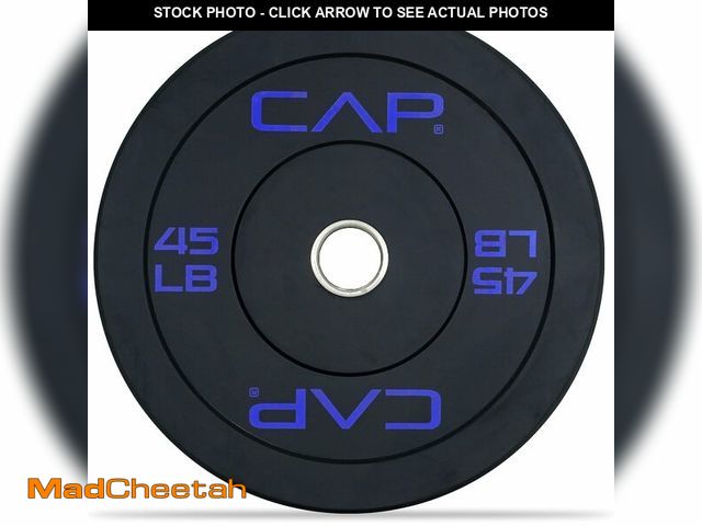 Lot 74-13072943 - CAP Barbell Economy Olympic Bumper Plate with Blue Logo, Black, 45 lb Single - UNUSED