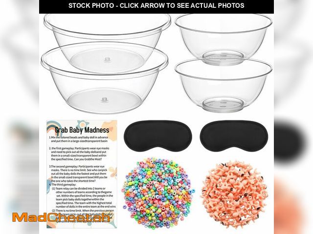 Lot 74-14153681 - Teyva Daily 2 Sets 38 Pcs Baby Shower Games Funny Activities Include 4 Clear Basins Bowls 2 Blindfol...