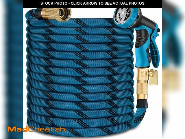 Lot 74-14376729 - 100ft Garden Hose - 2026 Ultra Lightweight Water Hoses w/10 Function Spray Nozzle and 3/4" Brass Fit...