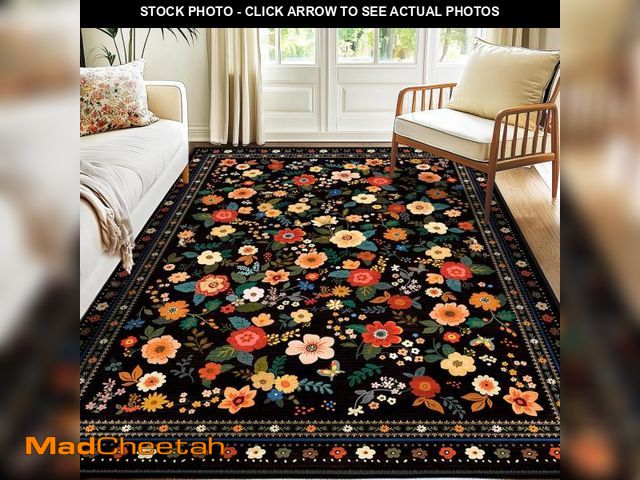 Lot 74-12510367 - meejou 5x7 Area Rugs for Living Room Vacuum-Friendly Machine Washable Area Rug Flower Floral Printed...