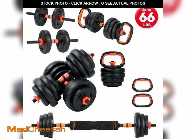 Lot 74-14587571 - Naipo 66LB Dumbbell Set 5 in 1 Adjustable Changeable  with Connector Dumbbells Barbells Kettlebell P...