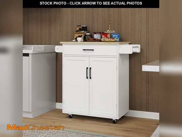 Lot 74-12785844 - Klaczituj Kitchen Island Rolling Trolley cart with 1 Drawer &amp; 2 Doors with Storage Racks &amp; A...