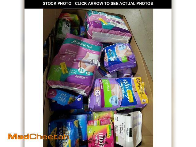 Lot 74-12863993 - One Coffin Box Of 35- Different Sizes And Brands-Tampaxs And Pads  (MOST HAVE BEEN OPENED) - UNUSED