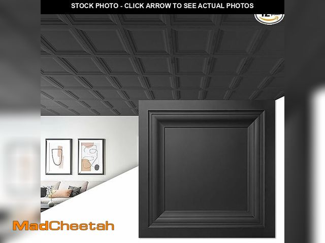 Lot 74-13697704 - Art3d 12-Pack Square Black Drop Ceiling Tile 2ft x 2ft, PVC Ceiling Panel 24 x 24in. - UNUSED