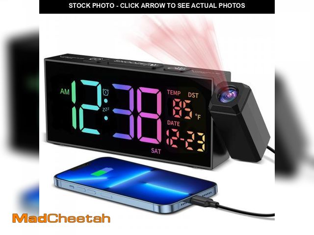 Lot 74-12310749 - Netzu Projection Clock for Bedroom Ceiling, Alarm Clocks with 180ÃÂ° Rotatable Projector, Date Temp...