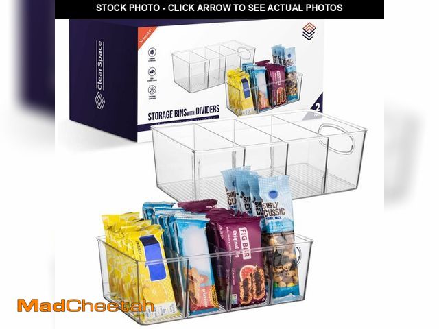 Lot 74-14332570 - ClearSpace Plastic Pantry Organization and Storage Bins with Removable Dividers Ã¢â¬â Perfect Kit...
