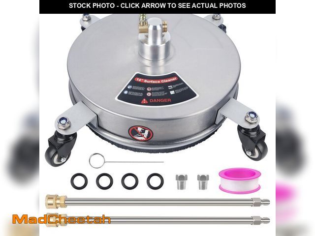 Lot 74-12600976 - Biswing 14" Pressure Washer Surface Cleaner with 4 Wheels, Stainless Steel Power Washer Accessory fo...