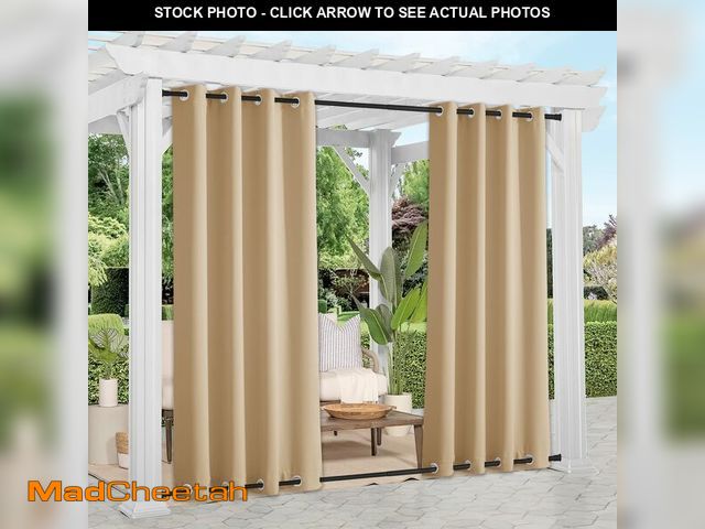 Lot 74-14337683 - NICETOWN Weighted Outdoor Curtains for Patio Waterproof 84 inches Long 2 Panels, Windproof Drapes To...