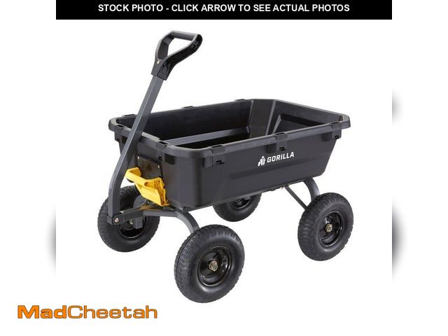 Lot 74-14373275 - GORILLA CARTS 7 cu. ft. Heavy Duty Plastic Dump Garden Cart, 1200 lbs. Capacity, Pull/Tow Handle Des...