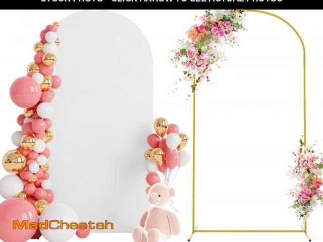 Lot 74-12444428 - Wokceer 6.6 FT Wedding Backdrop Arch Stand and White Arch Cover, Metal Arch Stand with Arch Stand Co...